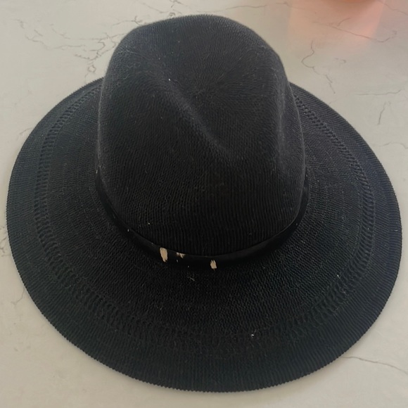 COPY - NWT Wyeth Anthropologie Packable Rancher Black Fedora Straw Hat - Picture 1 of 5